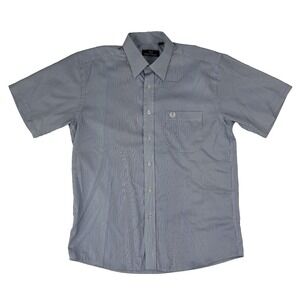 Fred Perry White w/ Blue Stripe S/S Cotton Button Down w/ Pocket Mens 16.5/41